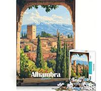 Rompecabezas de 1000 Piezas para Adultos: Palacio de la Alhambra, España Juego Imposible Decoración para el hogar Toda la Familia 50x75cm