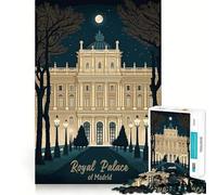 Rompecabezas de 1000 Piezas para Adultos Palacio Real de Madrid,Rompecabezas de lógica Divertido y fácil de Usar,Juego Casual,Escena navideña (38x26cm)