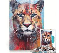 Rompecabezas de 1000 Piezas para Adultos Paleta de Pintura Puma Juegos Divertidos para la interacción Entre Padres e Hijos Cada Pieza es única 38x26cm