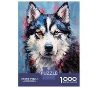 Rompecabezas De 1000 Piezas para Adultos Palette Husky Dog Painting Rompecabezas para Adultos Juguete Decoración De Pared Regalos para Mujeres Difícil Y Desafiante 38x26cm/1000pcs