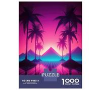 Rompecabezas De 1000 Piezas para Adultos Palm Tree Retrowave Rompecabezas para Adultos Juegos Relajantes Regalo De Cumpleaños Regalos Y Cumpleaños Únicos 38x26cm/1000pcs