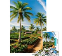 Rompecabezas de 1000 Piezas para Adultos Palmeras y Sendero sinuoso Rompecabezas antiestrés para Adultos Que Mejora la Memoria Un Reto para completar (tamaño 38x26cm)