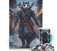 Rompecabezas de 1000 Piezas para Adultos Panda Asesino en un Pueblo nevado Juego de ingenio para Reducir el estrés Cada Pieza es única 38x52cm