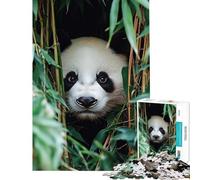 Rompecabezas de 1000 Piezas para Adultos Panda asomándose Entre el Bosque de bambú Un desafío Educativo Una Obra de Arte Juguetes antiestrés para Mayores de 14 años (50x75cm)
