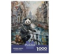 Rompecabezas De 1000 Piezas para Adultos Panda Bicycle Amsterdam Rompecabezas para Adultos Juegos Familiares Pero Regalos Divertidos Y Humorísticos para Amigos Y Familiares 52x38cm/1000pcs