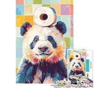 Rompecabezas de 1000 Piezas para Adultos Panda con Papel higiénico en la Cabeza Juego Imposible para un desafío Educativo Regalos de Juguete Ideas para Aprender y educar (Tamaño 38x26cm)