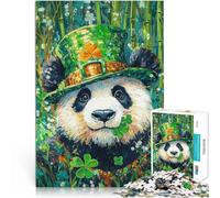 Rompecabezas de 1000 Piezas para Adultos Panda del Día de San Patricio Difícil Difícil Cada Pieza es única: un desafiante y Divertido Juego Familiar 52x38cm