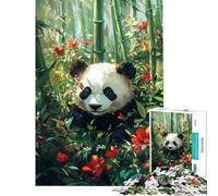 Rompecabezas de 1000 Piezas para Adultos Panda en el Bosque de bambú Rompecabezas para Adolescentes Juego Familiar Carrera de Velocidad Manual Interacción Entre Padres e Hijos (Tamaño 38x26cm)