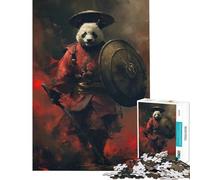 Rompecabezas de 1000 Piezas para Adultos Panda Guerrero Samurai Rompecabezas de 1000 Piezas para decoración del hogar Juguete de construcción con patrón Diversión Familiar y Noche de Juegos (38x26cm)