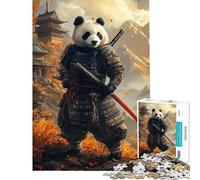 Rompecabezas de 1000 Piezas para Adultos Panda Guerrero samurái Un Reto para completar Decoración Juegos Divertidos Apto para Mayores de 14 años (38x26cm)