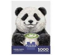Rompecabezas De 1000 Piezas para Adultos Panda Holding Matcha Latte Rompecabezas Juego Familiar para La Diversión Familiar Oferta como Regalo para Toda La Familia 38x26cm/1000pcs