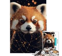 Rompecabezas de 1000 Piezas para Adultos Panda Rojo con Luces Doradas Rompecabezas para Adultos Juegos relajantes Regalos para Mujeres interacción Entre Padres e Hijos (tamaño 50x75cm)