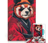 Rompecabezas de 1000 Piezas para Adultos Panda Rojo samurái Juegos relajantes decoración para el hogar Toda la Familia 38x26cm