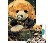 Rompecabezas de 1000 piezas para adultos Panda vence a la luz de la luna Juego imposible Juguetes adictivos para cultivar la paciencia Regalos para mujeres y hombres Patrón de montaje (tamaño 38x26cm)