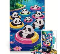 Rompecabezas de 1000 Piezas para Adultos Pandas Nadando Felices,articulaciones Suaves,Divertido Rompecabezas de lógica,Juego Casual,Escena navideña (50x75cm)