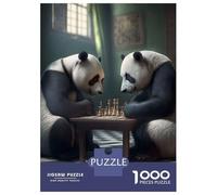 Rompecabezas De 1000 Piezas para Adultos Pandas Playing Chess Rompecabezas Juegos Familiares Difícil Difícil Cumpleaños Y Navidad 52x38cm/1000pcs