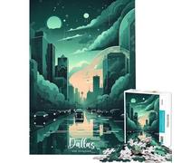 Rompecabezas de 1000 Piezas para Adultos Panorama del Horizonte de Dallas Juego Educativo desafío Juguete Interactivo Juego práctico decoración para el hogar Regalos de Amigo Invisible (38x52cm)