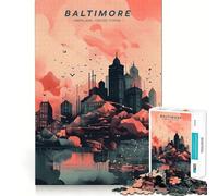 Rompecabezas de 1000 Piezas para Adultos,Panorama Urbano de Baltimore,decoración Ideal para Recortar,Juego de concentración Mental,Juego Relajante,Escena navideña,Arte (38x52cm)