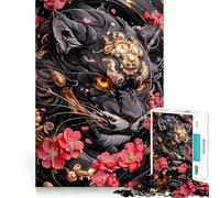 Rompecabezas de 1000 Piezas para Adultos Pantera Negra con Detalles Dorados Diseño preciso,Divertido,Que estimula el Pensamiento lógico y el Tiempo Libre Escena navideña 38x26cm