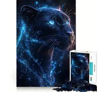 Rompecabezas de 1000 Piezas para Adultos Pantera Negra con Energía Azul,Decoración Limpia y Saludable,Diversión para el Ánimo,Momentos de Juego Acogedores,Regalo Festivo para el Ocio 38x52cm