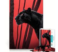 Rompecabezas de 1000 Piezas para Adultos Pantera Negra en el Bosque Rojo Juego Divertido Que estimula la lógica y el Pensamiento Ideal para el Tiempo Libre y para Disfrutar de una Escena navideña