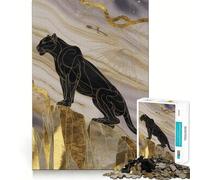 Rompecabezas de 1000 piezas para adultos Pantera Negra en la cima de una montaña dorada Juego de articulaciones afiladas,juguete para resolver problemas,diversión tranquila,decoración navideña 38x26cm