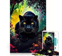 Rompecabezas de 1000 Piezas para Adultos Pantera Negra en la Jungla,Arte de Corte Fino,Juego de concentración Mental,Juego para Momentos de Tranquilidad,Actividad de cumpleaños 38x52cm