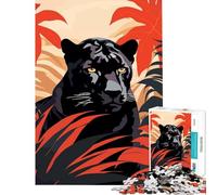 Rompecabezas de 1000 Piezas para Adultos Pantera Negra en la Jungla desafío de Inteligencia Cerebral Juguetes adictivos Juegos Familiares difícil Regalos de Amigo Invisible (tamaño 75x50cm)
