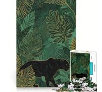 Rompecabezas de 1000 Piezas para Adultos: Pantera Negra en la Selva Esmeralda Juguetes para armar, Actividades Divertidas en casa, para Fortalecer el Amor en Pareja 38x26cm
