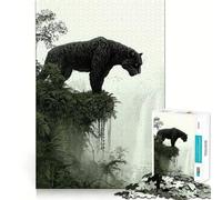 Rompecabezas de 1000 Piezas para Adultos Pantera Negra en un acantilado Juego de Ajuste Perfecto,Regalo para ejercitar la Mente,Momento de Juego Relajante,diversión de cumpleaños 38x26cm