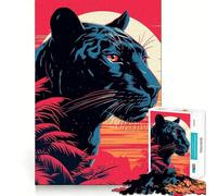 Rompecabezas de 1000 Piezas para Adultos Pantera Negra,impresión Risograph,Ajuste, Juego Mental,Regalo Ideal para Relajarse,diversión de cumpleaños 50x75cm