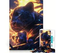 Rompecabezas de 1000 Piezas para Adultos Pantera Negra Madre y Cachorro,Piezas de Corte Limpio,Actividad Cerebral Inteligente,diversión para Momentos de Calma,Regalo artístico de cumpleaños 50x75cm