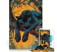 Rompecabezas de 1000 Piezas para Adultos Pantera Negra,Majestad Oculta Diversión con Corte preciso,Juego de lógica,Tiempo de Ocio,Arte con Escena navideña 38x26cm