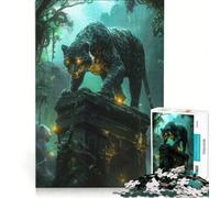 Rompecabezas de 1000 Piezas para Adultos: Pantera Negra sobre ruinas Antiguas, Juego de ingenio, Actividades Divertidas para Hacer en casa, colección de Artistas, Bellas Artes 38x52cm