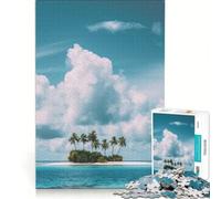 Rompecabezas de 1000 Piezas para Adultos Paraíso en una Isla Tropical Juegos Divertidos interacción Entre Padres e Hijos con póster y Hoja de Preguntas a Juego 38x52cm