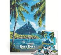 Rompecabezas de 1000 Piezas para Adultos: Paraíso Tropical Bora Bora, Juego para ejercitar la Mente, antiestrés, Cada Pieza es única 38x26cm