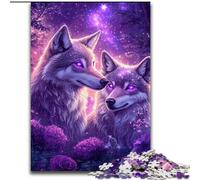 Rompecabezas de 1000 Piezas para Adultos, Pareja de Lobos, Actividad para fomentar la unión Familiar, Fiestas y cumpleaños, 50x75cm