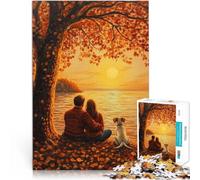 Rompecabezas de 1000 Piezas para Adultos Pareja Mirando la Puesta de Sol Juguetes de Juego Toda la Familia. 38x26cm