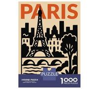 Rompecabezas De 1000 Piezas para Adultos Paris Eiffel Tower Cityscape Illustration Rompecabezas para Adultos Juegos Divertidos Alivia El Estrés 70x50cm/1000pcs