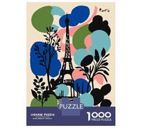 Rompecabezas De 1000 Piezas para Adultos Paris Eiffel Tower Colorful Illustration Rompecabezas para Adultos Juguetes Antiestrés Decoración Perfecta Cumpleaños Y Navidad 70x50cm/100