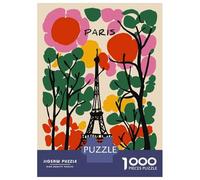 Rompecabezas De 1000 Piezas para Adultos Paris Eiffel Tower Colorful Illustration Rompecabezas para Adultos Juegos De Relajación Desafío Difícil Regalo De Cumpleaños, Regalos, 70x50cm/1000pcs
