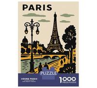 Rompecabezas De 1000 Piezas Para Adultos Paris Travel Poster with Eiffel Tower Rompecabezas Para Adultos Juegos Familiares Pero Regalos Divertidos Y Humorísticos Para Amigos Y Familiares 70x50cm/1000p