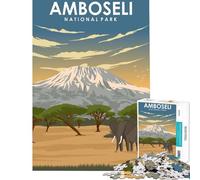 Rompecabezas de 1000 Piezas para Adultos Parque Nacional Amboseli Juegos relajantes Juguetes adictivos para Cultivar la Paciencia Regalos de cumpleaños para la diversión Familiar tamaño 38x26cm