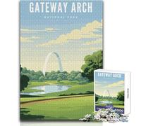 Rompecabezas de 1000 Piezas para Adultos, Parque Nacional Gateway Arch, Juego de desafío único, Actividades Familiares, Regalos de cumpleaños, tamaño 38x26cm
