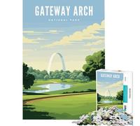 Rompecabezas de 1000 Piezas para Adultos Parque Nacional Gateway Arch Juego Educativo Juguete desafiante Juego Educativo decoración de Arte para el hogar Regalo artístico tamaño 38x52cm