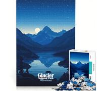 Rompecabezas de 1000 Piezas para Adultos Parque Nacional Glaciar de Noche, Juegos relajantes, diversión Familiar, colección de Artistas, Bellas Artes 50x75cm