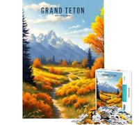 Rompecabezas de 1000 Piezas para Adultos Parque Nacional Grand Teton Rompecabezas para Adolescentes Juegos Familiares Una Obra de Arte Diversión en casa (Tamaño 50x75cm)