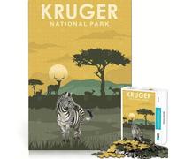 Rompecabezas de 1000 Piezas para Adultos,Parque Nacional Kruger,Sudáfrica,Corte Suave,Arte,Actividad Cerebral Inteligente,Tiempo de Ocio,Divertido,decoración navideña,Regalo (50x75cm)
