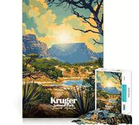 Rompecabezas de 1000 Piezas para Adultos Parque Nacional Kruger,Sudáfrica Rompecabezas de lógica Divertido y fácil de Usar Juego Casual Escena navideña Arte (38x52cm)