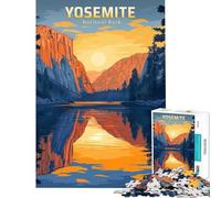 Rompecabezas de 1000 Piezas para Adultos Parque Nacional Yosemite póster de Viaje Vintage Rompecabezas para Adultos Juguete decoración de Pared desafío difícil Oferta como Regalo para Toda la Familia